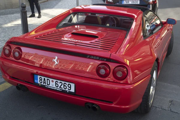 Praag Tsjechie July 2020 Red Parked Ferrari F355 Gts Convertible — Stock Photo, Image