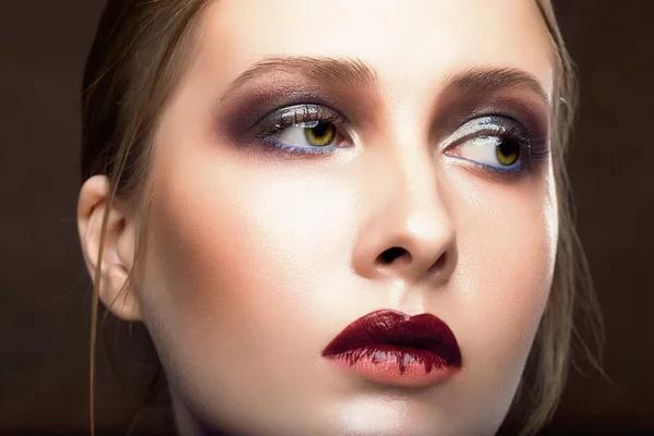 Portrét krásné mladé ženy. perfektní make-up. módní fotografie — Stock fotografie