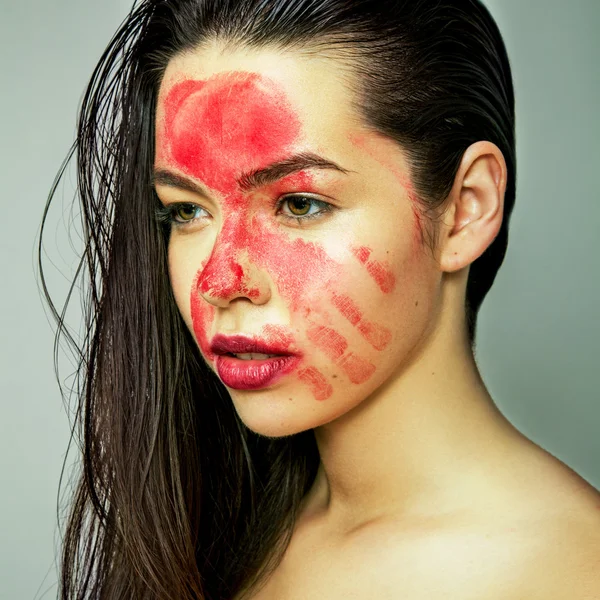 Colorful body painting on the body of the girl. Art make-up — Stock Photo, Image