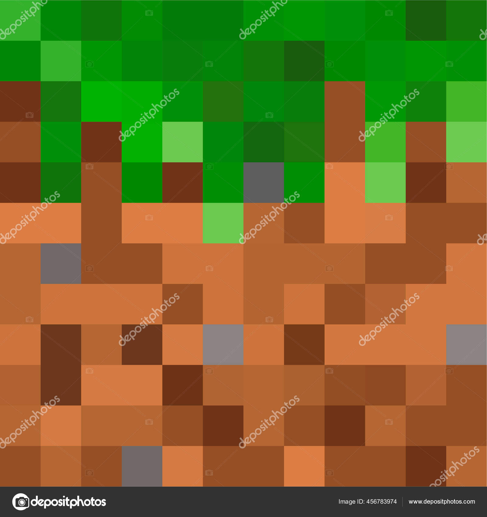 Pixel minecraft style land block background Vector Image
