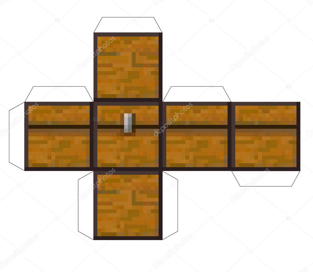 Papercraft Mini Dirt Block Chest Papercraft 5 Classic Blocks Bricks And Tnt Pixel Wood Chest The Concept Of Games Background Minecraft Concept Vector Illustration Premium Vector In Adobe Illustrator Ai
