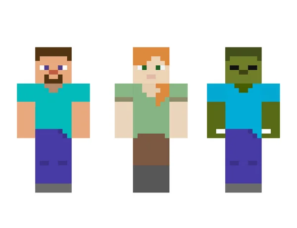 Stellen Sie Das Pixelsymbol Ein Heroes Spielkonzept Spielkonzept Der Spielcharaktere — Stockvektor