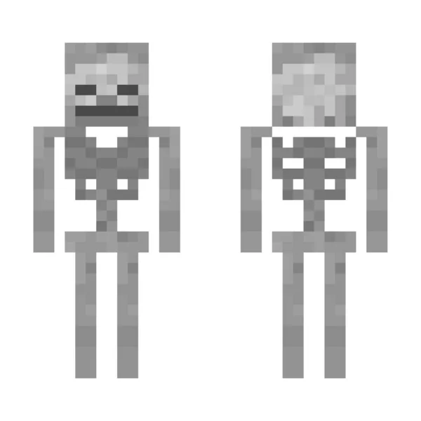 Pixelcharakterskelett Das Konzept Der Heldenspiele Spielkonzept Des Skeletts Vektorillustration — Stockvektor