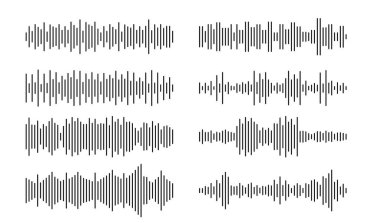 Ses dalgası, ses dalgası, ses dalgası. Ses spektrumunu, eşitleyici şablonu tasarla. Müzik titreşim elementi. Görüntü EPS 10