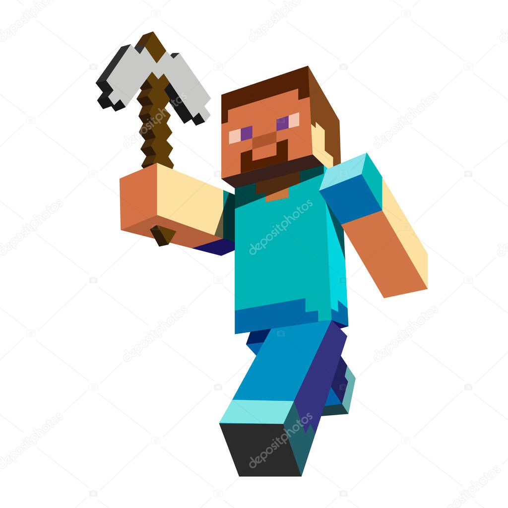 3d pixel character. Game hero concept. Game concept of playable characters. Vector illustration