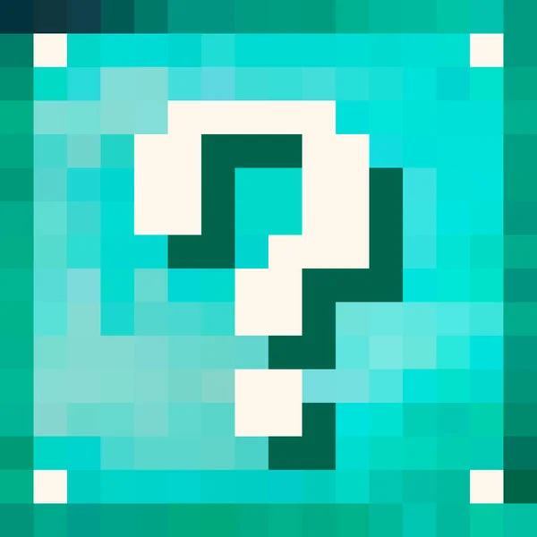 Diamant-Glücksblock. Fragezeichen. Farbpixelbox mit Fragezeichen. das Konzept der Spiele Hintergrund. Vektorillustration — Stockvektor
