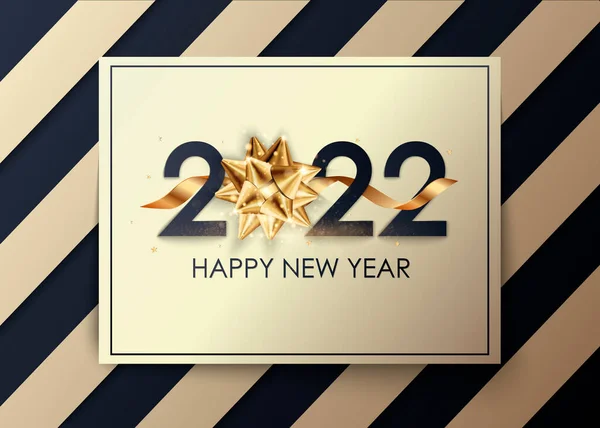 Neujahrsbanner. Hintergrund Neujahr Entwurf realistischer Zahlen 2022 mit Schleife und Schleife. Neujahrsplakat, Grußkarte, Kopfzeile, Webseite. Vektorillustration — Stockvektor