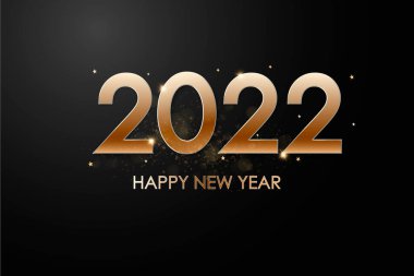 Yeni yıl afişi. Gerçekçi 2022 rakamlarının kurdeleli yeni yıl tasarımı. Yeni yıl posteri, tebrik kartı, başlık, web sitesi. Vektör illüstrasyonu