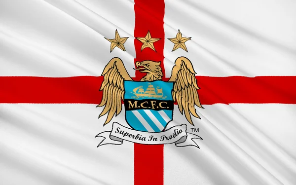 Flaga Anglii, Manchester City klub piłki nożnej — Zdjęcie stockowe