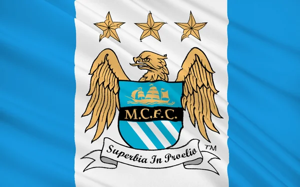 Прапор футбольного клубу «Манчестер Сіті», Англія — стокове фото