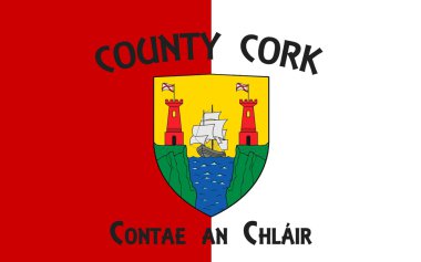 County Cork bayrağı IR en büyük ve en Güney İlçesi olduğunu