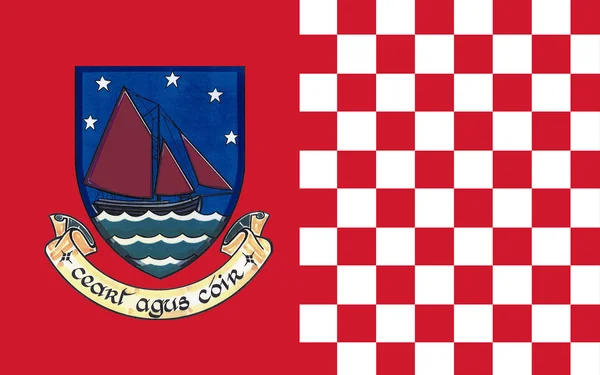 Флаг графства Голуэй - графство на западе Ирландии — стоковое фото