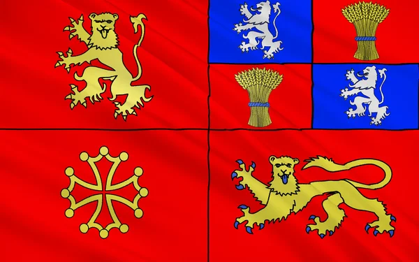 Прапор Франції, у регіоні Південь-Піренеї, департамент Тарн — стокове фото