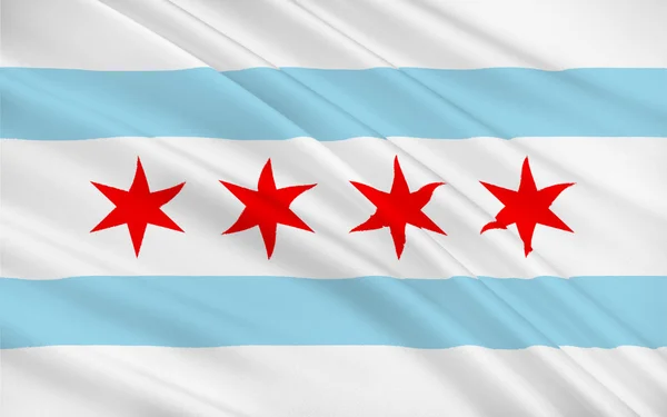 Chicago, Amerikai Egyesült Államok zászlaja — Stock Fotó