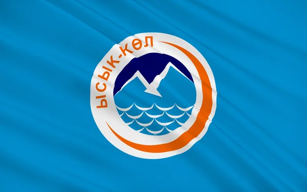 伊塞克湖地区，吉尔吉斯斯坦的旗帜 — 图库照片