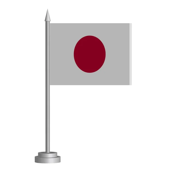 Bandeira Japão Mastro Bandeira Está Sobre Mesa Ilustração Vetorial —  Vetores de Stock