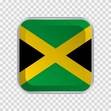 İnternet siteleri için saydam arkaplan unsurunun kare tuşuna Jamaika bayrağı. Vektör illüstrasyonu