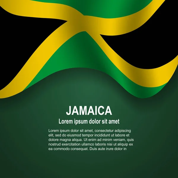 Flag Jamaica Waving Copyspace Vector Illustration — Stock Vector