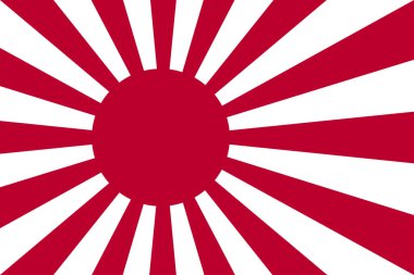Yükselen Güneş Bayrağı bayrağı, Japon ulusal bayrağı gibi güneşi sembolize eder. Vektör illüstrasyonu