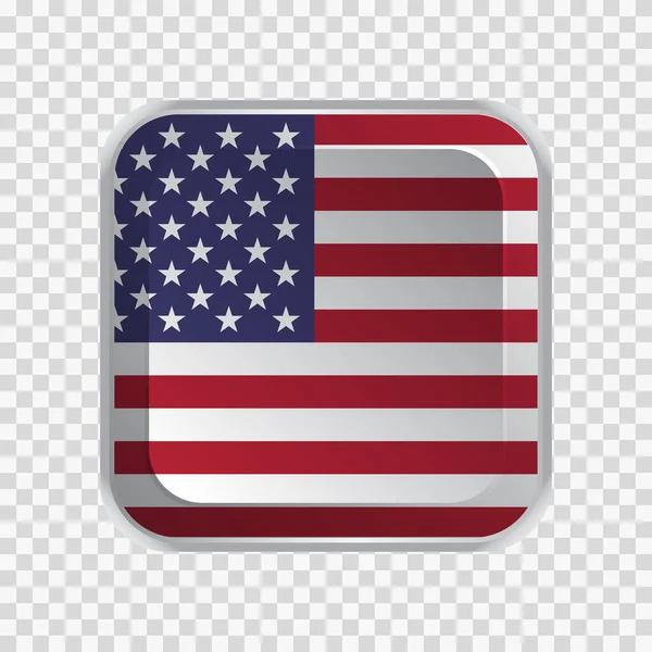 Vlajka Usa Čtvercovém Tlačítku Průhledném Pozadí Prvku Pro Webové Stránky — Stockový vektor
