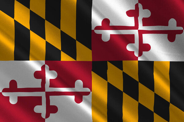Flag of Maryland is a state of United States. 3d illustration
