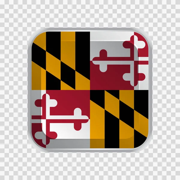 Drapeau État Maryland Des États Unis Sur Bouton Carré Sur — Image vectorielle