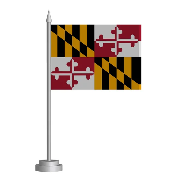 Maryland Eyaleti Bayrağı Masanın Üzerinde Bayrak Direği Üzerinde Duruyor Vektör — Stok Vektör