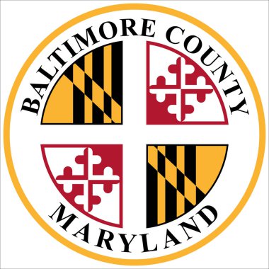 Baltimore Coat of Arms, ABD 'nin Maryland eyaletinin en kalabalık üçüncü ilçesidir ve Baltimore metropolitan bölgesinin bir parçasıdır. Vektör illüstrasyonu