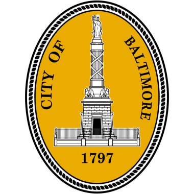 Baltimore Coat of Arts, ABD 'nin Maryland eyaletinin en kalabalık şehridir. Vektör illüstrasyonu