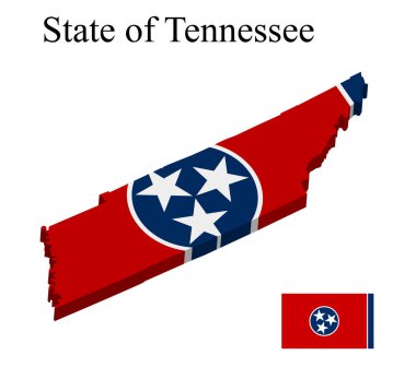 Beyaz arka planda ABD 'nin Tennessee Eyaleti bayrağı var. Vektör illüstrasyonu