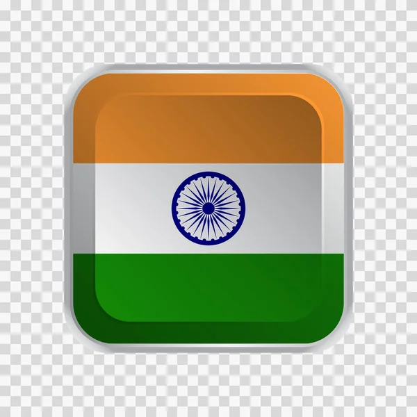 Флаг Индии Квадратной Кнопке Прозрачном Фоновом Элементе Сайтов Векторная Иллюстрация — стоковый вектор