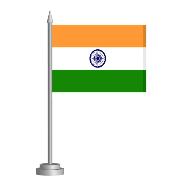Флаг Индии Летящий Флагштоке Стоит Столе Векторная Иллюстрация — стоковый вектор
