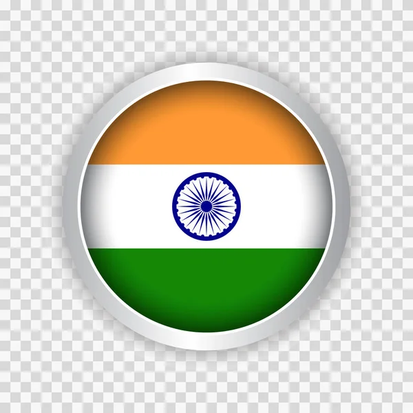 Flag India Button Transparent Background Element Websites Vector Illustration — Stock Vector