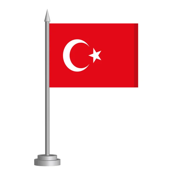 Bandera Turquía Ondeando Sobre Asta Bandera Está Sobre Mesa Ilustración — Vector de stock