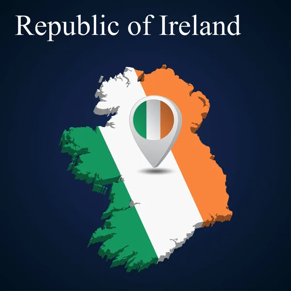 Flaga Irlandii Mapie Ciemnym Tle Ilustracja Wektora — Wektor stockowy