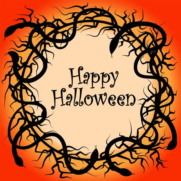 Halloween Halloween Krans Van Slangen Vlechten Rond Stekelige Droge Takken — Stockvector