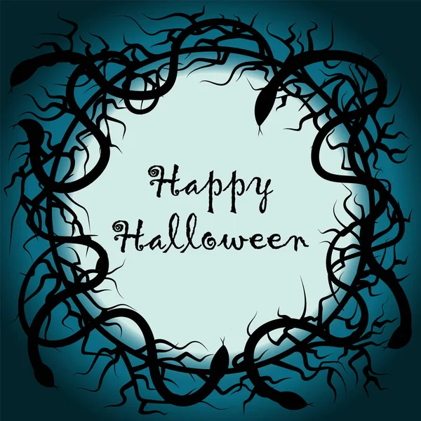 Halloween Halloween Krans Van Slangen Vlechten Rond Stekelige Droge Takken — Stockvector