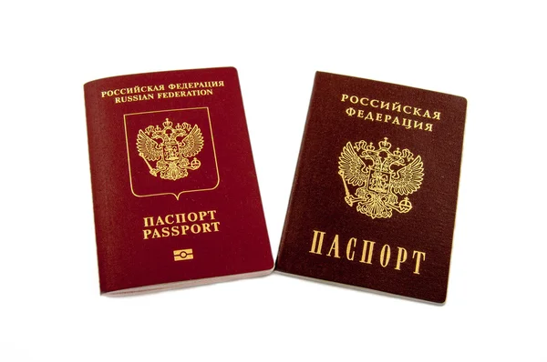 Два паспорти - внутрішні російські паспорти і паспорт t — стокове фото