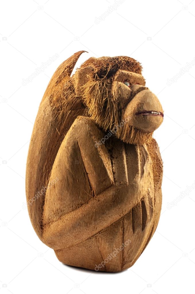 Monkey carved from a coconut