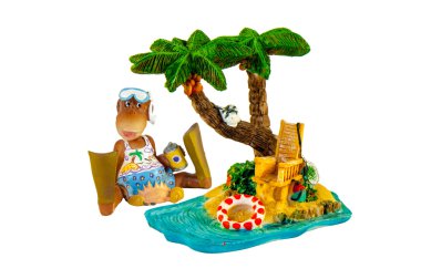 Toys Momkey Rest under a palm tree clipart