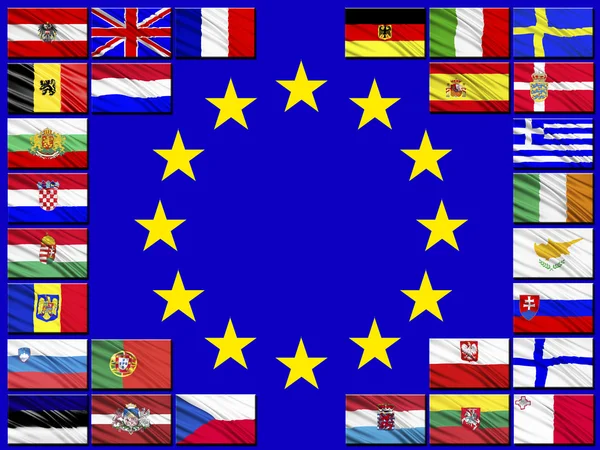 Flags of countries belonging to the European Union — Stock Photo, Image