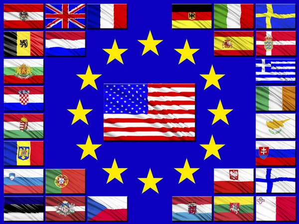 Flags of countries belonging to the European Union — Stock Photo, Image