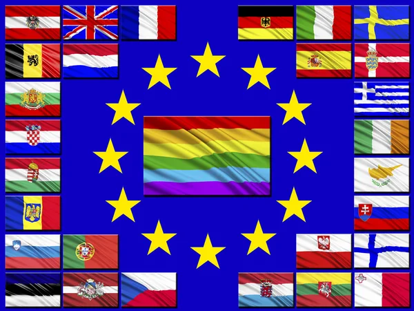 Banderas de países pertenecientes a la Unión Europea — Foto de Stock