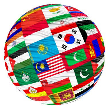 Collage of the flags of Asian countries clipart