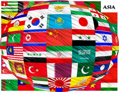 Collage of the flags of Asian countries clipart