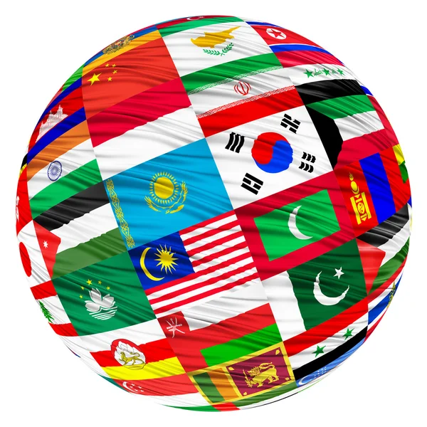 Collage van de vlaggen van Aziatische landen — Stockfoto