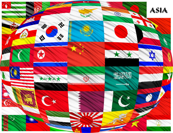 Collage of the flags of Asian countries
