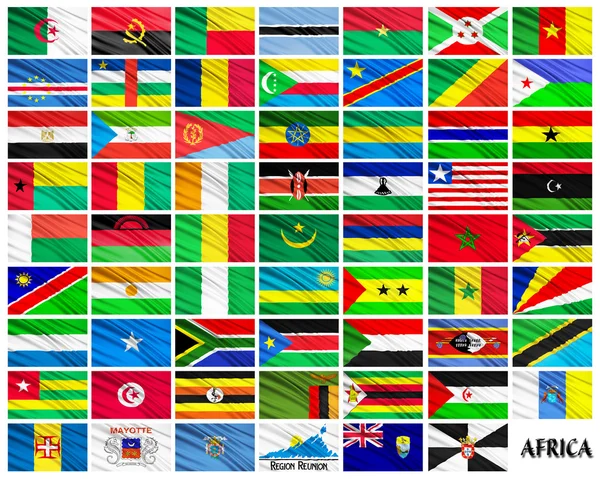 按字母顺序排列的非洲国家的国旗 — 图库照片