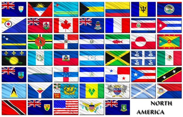 Flags of North American countries in alphabetical order — стокове фото