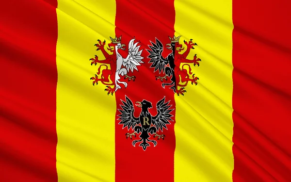 Vlajka Lodžské vojvodství ve středním Polsku — Stock fotografie